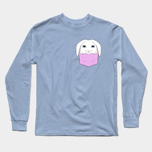 Cute White Rabbit in the Pocket Long Sleeve T-Shirt